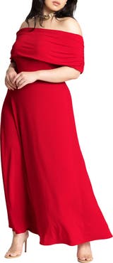 ELOQUII Off The Shoulder Maxi Dress