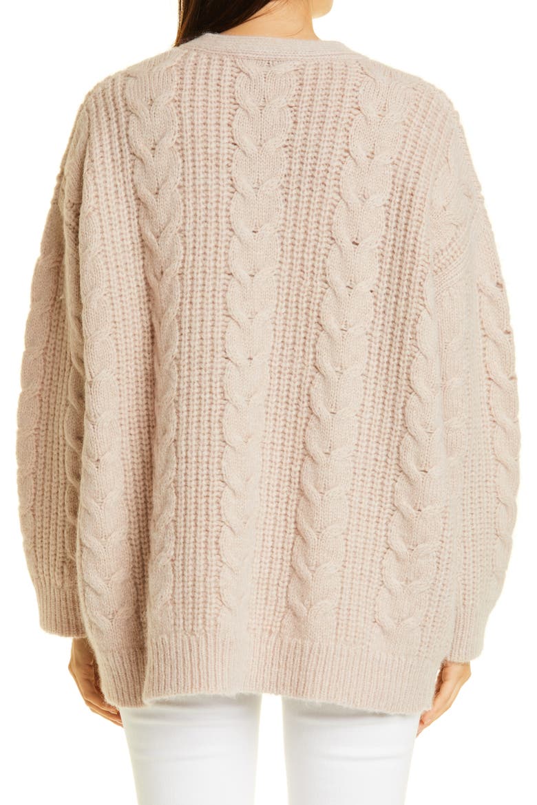 Wool & Alpaca Cable Cocoon Cardigan, Alternate, color, BLUSH