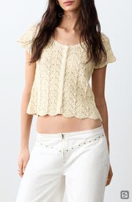 MANGO TEEN Open Stitch Knit Button-Up Shirt