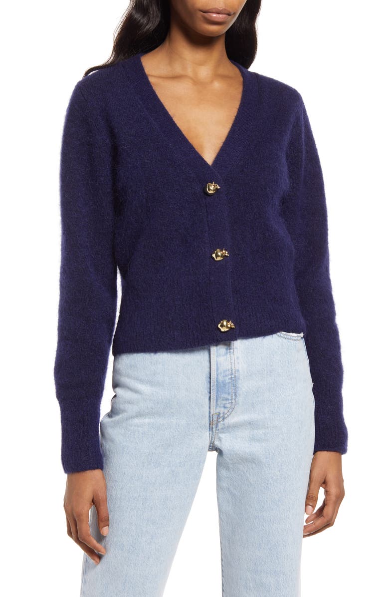 & Other Stories Golden Button V-Neck Cardigan, Main, color,