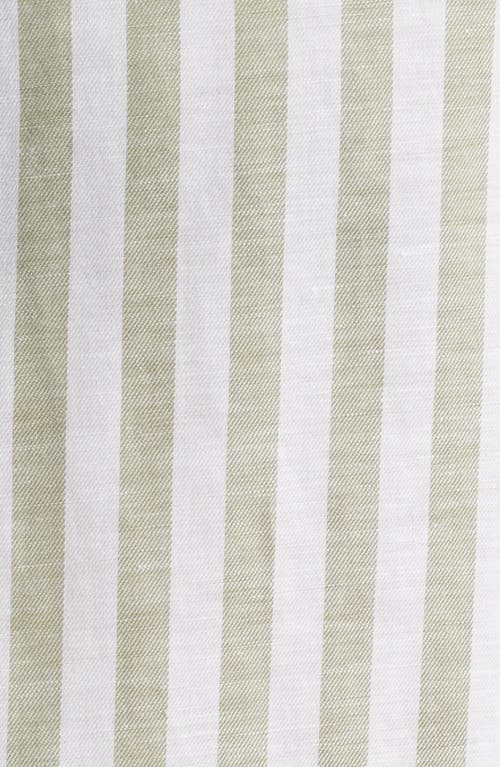 SCOTT BARBER SCOTT BARBER COASTAL REGULAR FIT STRIPE LINEN & LYOCELL BUTTON-UP SHIRT