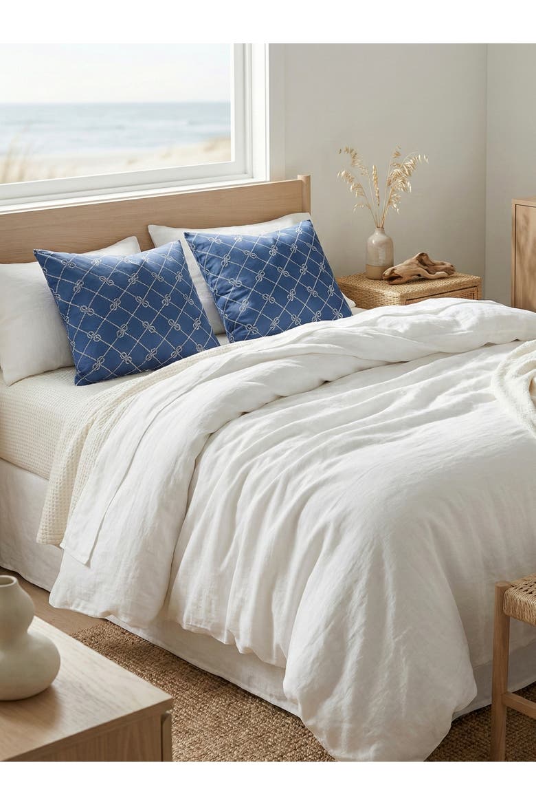 Captains Knots Linen Euro Pillow with Down Alternative Insert, Alternate, color, Navy Blue