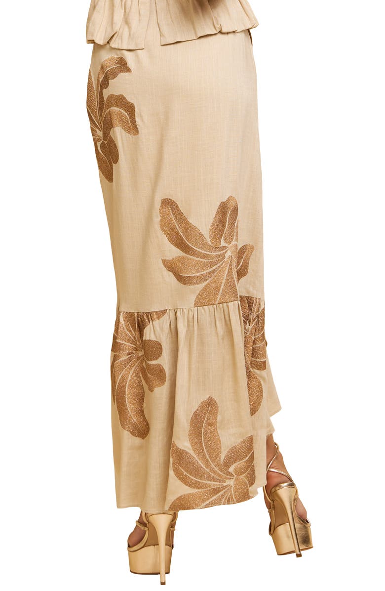 CIEBON Shanne Embroidered Print Ruffle Wrap Skirt, Alternate, color, 