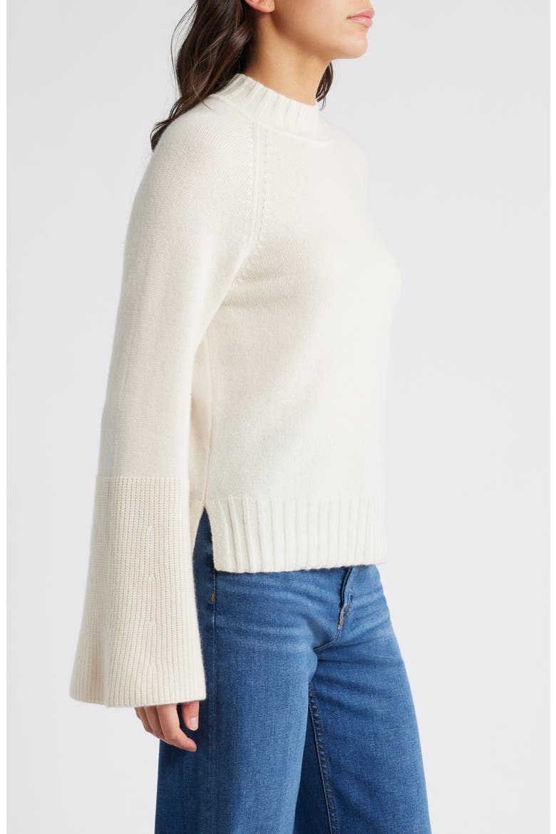 Laurel Recycled Cashmere & Cashmere Bell Sleeve Sweater, Alternate, color, IVORY