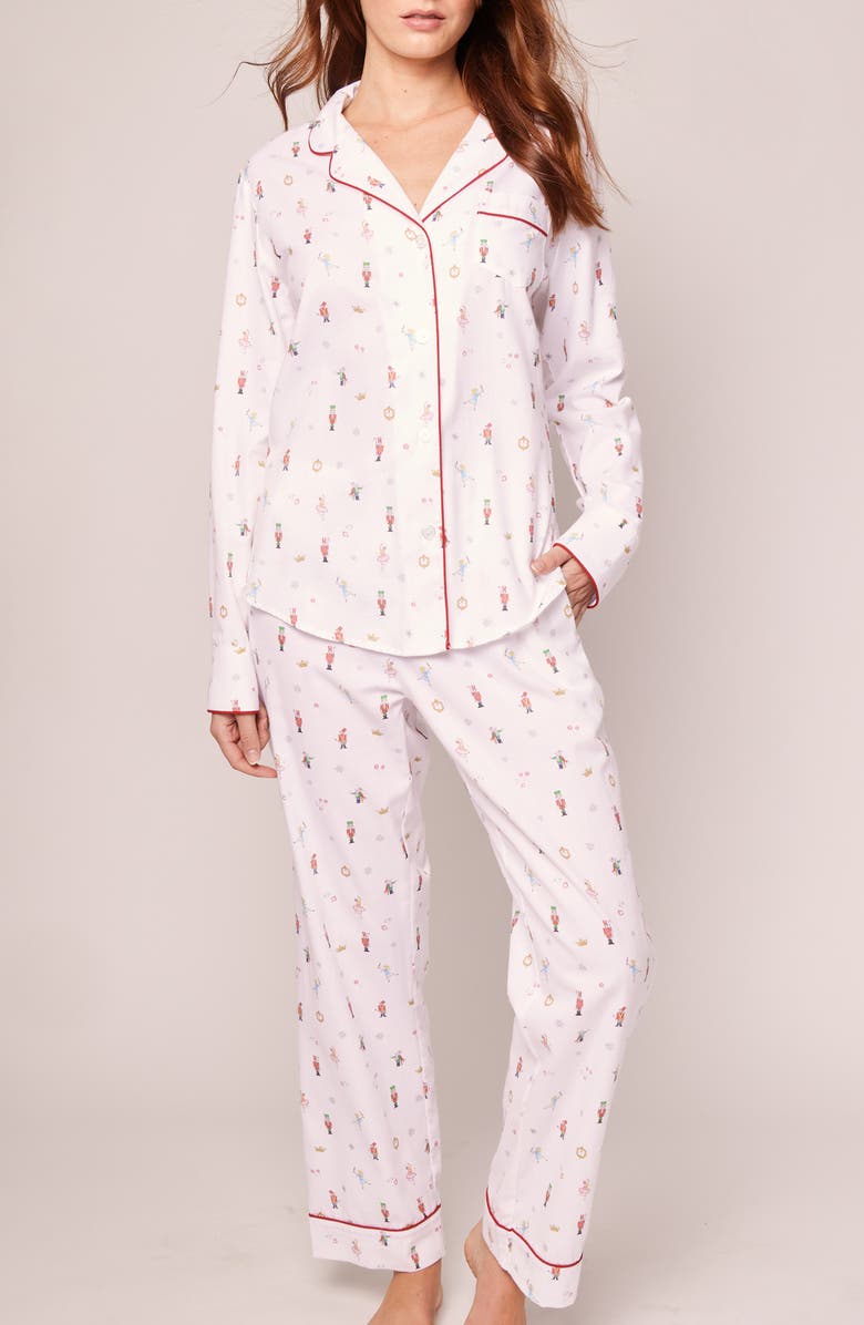 Petite Plume A Night at the Nutcracker Piped Cotton Pajamas, Main, color, 