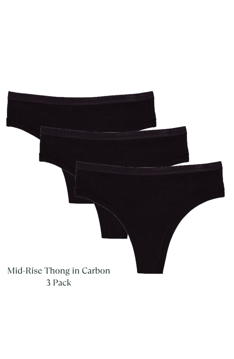 Subset Organic Cotton Mid-Rise Thong in Carbon & Spice 2-Pack, Main, color, 