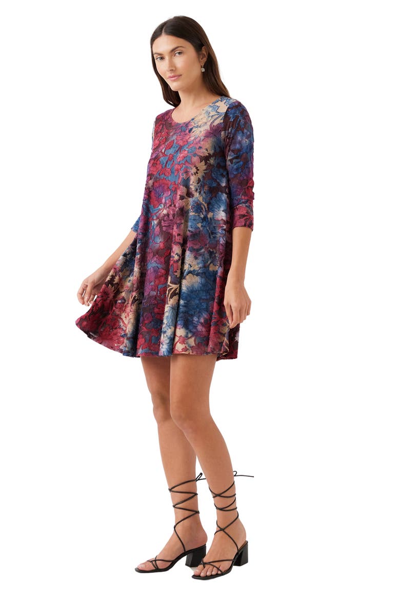 Maggie Floral A-Line Dress, Alternate, color, WINE