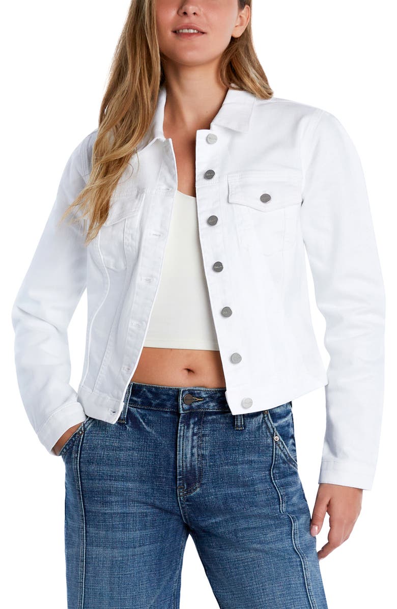HINT OF BLU Sleek Stretch Denim Trucker Jacket, Alternate, color, White
