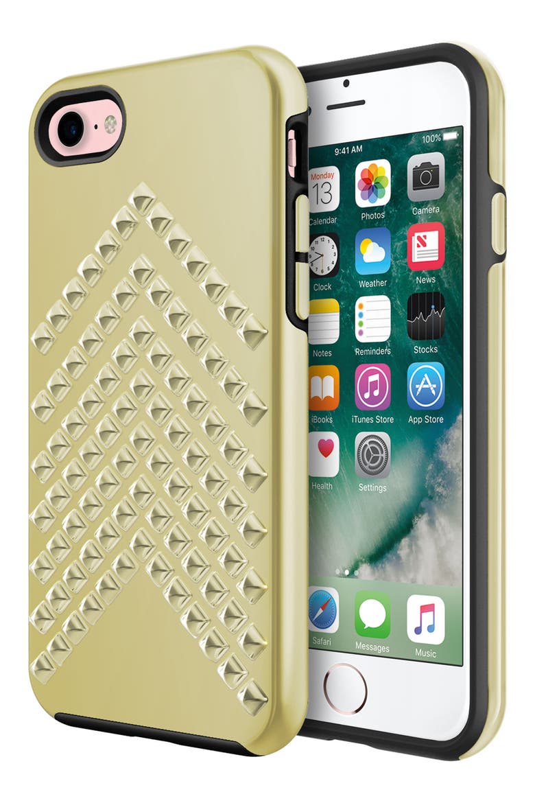 Chevron Stud iPhone 7 Case, Main, color, GOLD