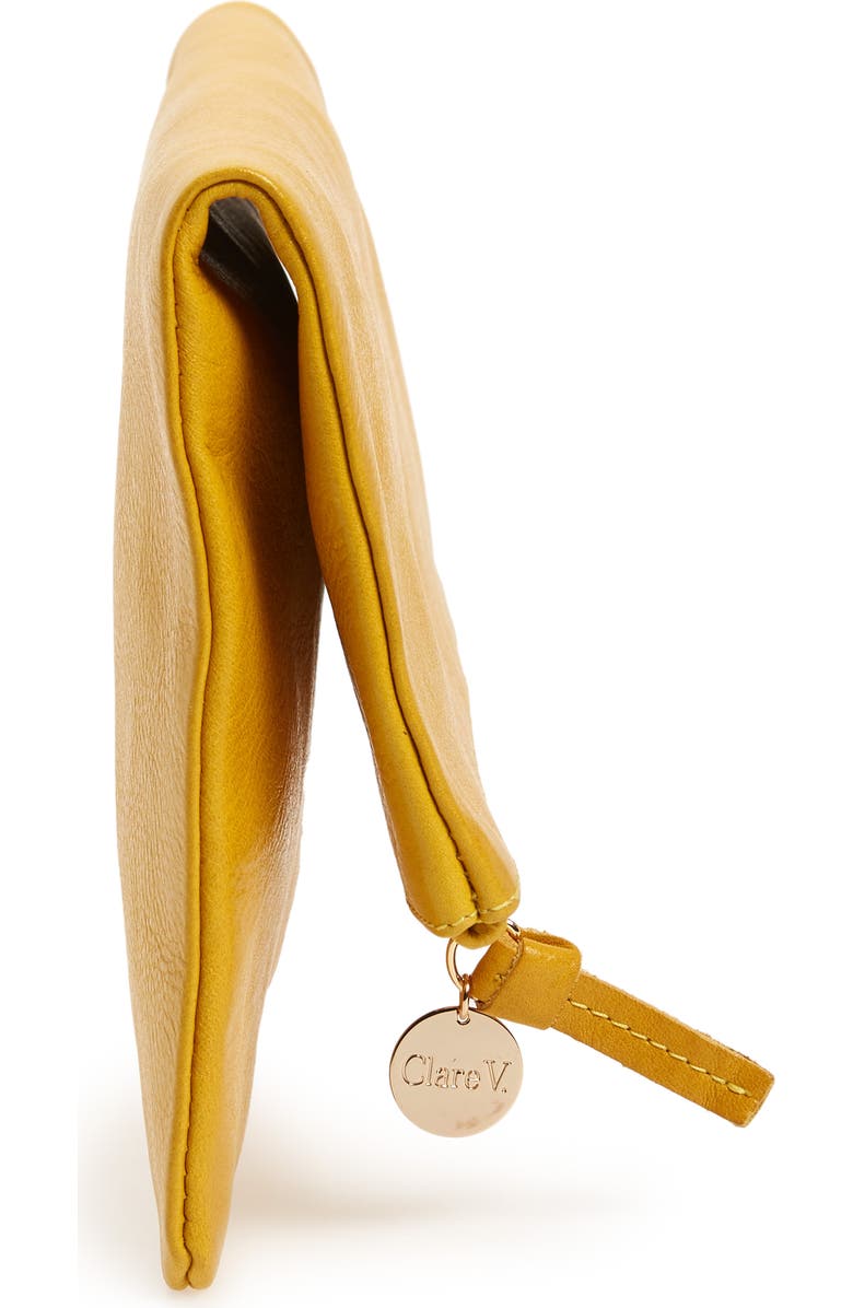 Clare V. Leather Foldover Clutch, Alternate, color,