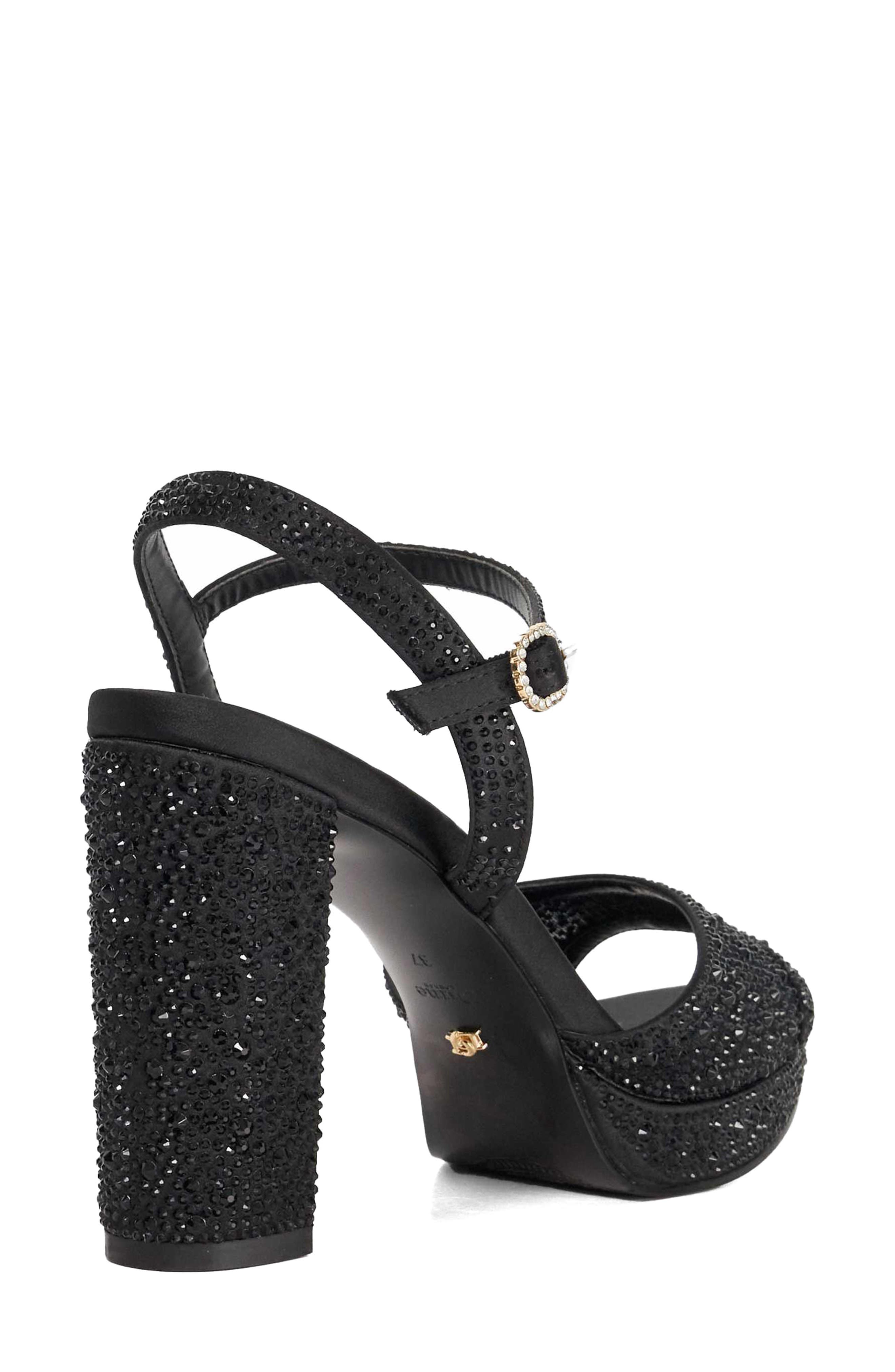 Dune London Mesmerizing Ankle Strap Platform Sandal, Alternate, color, Black