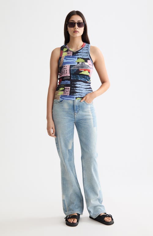 Scotch & Soda Mix Print Rib Stretch Cotton Tank In Multi