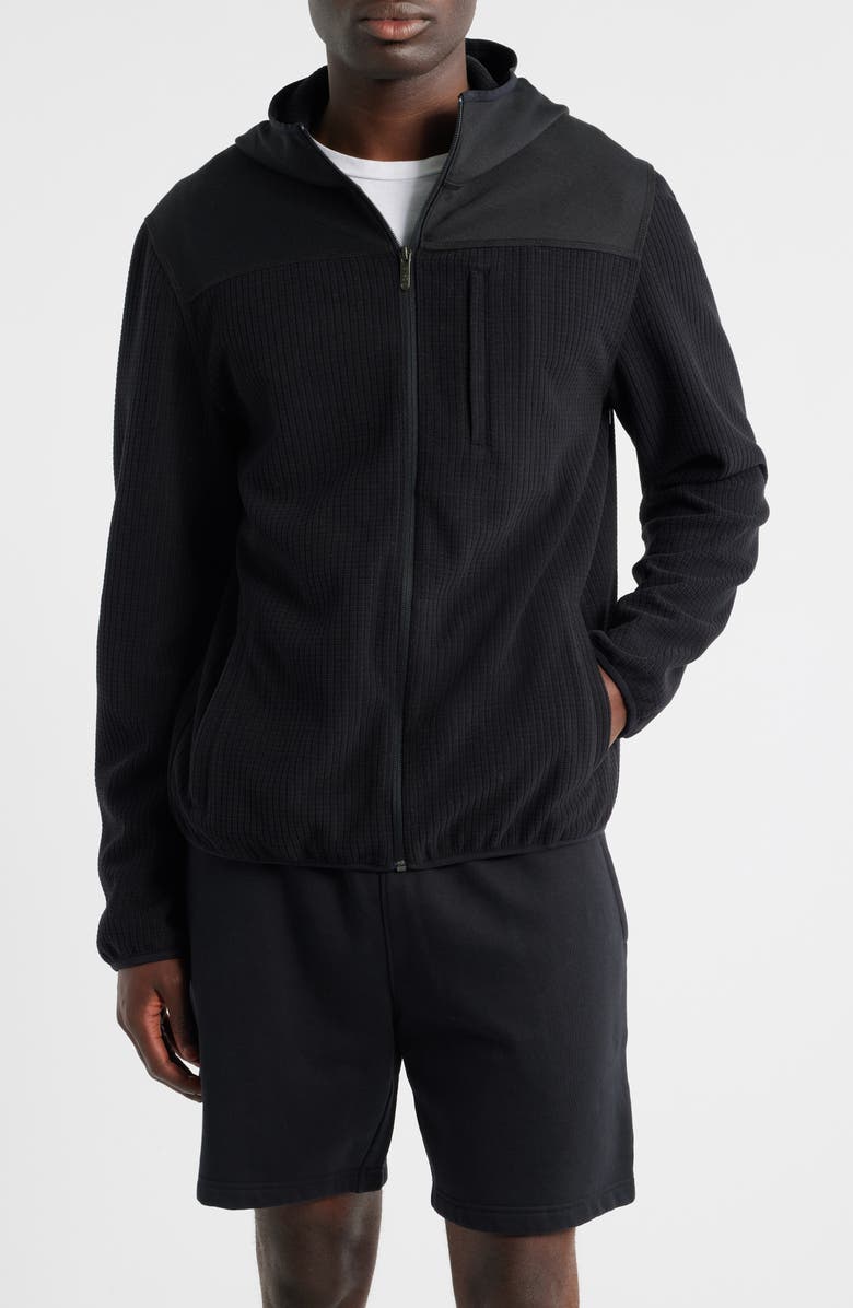 Zella Full Zip Grid Fleece Jacket, Alternate, color, Black Caviar