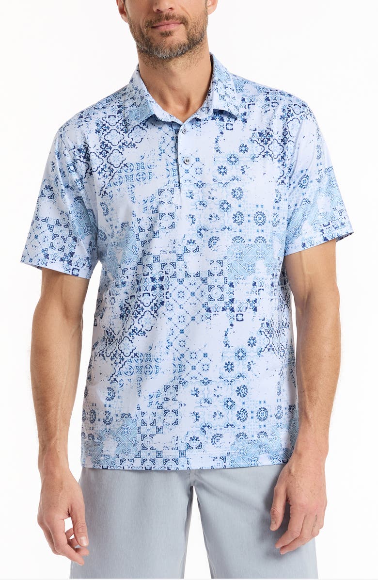 Robert Graham Riverside Knit Polo, Main, color, Light Blue