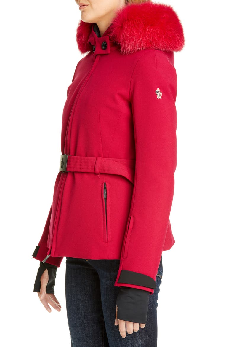 Bauges Waterproof Down Jacket with Removable Genuine Fox Fur Trim, Alternate, color, MAGENTA
