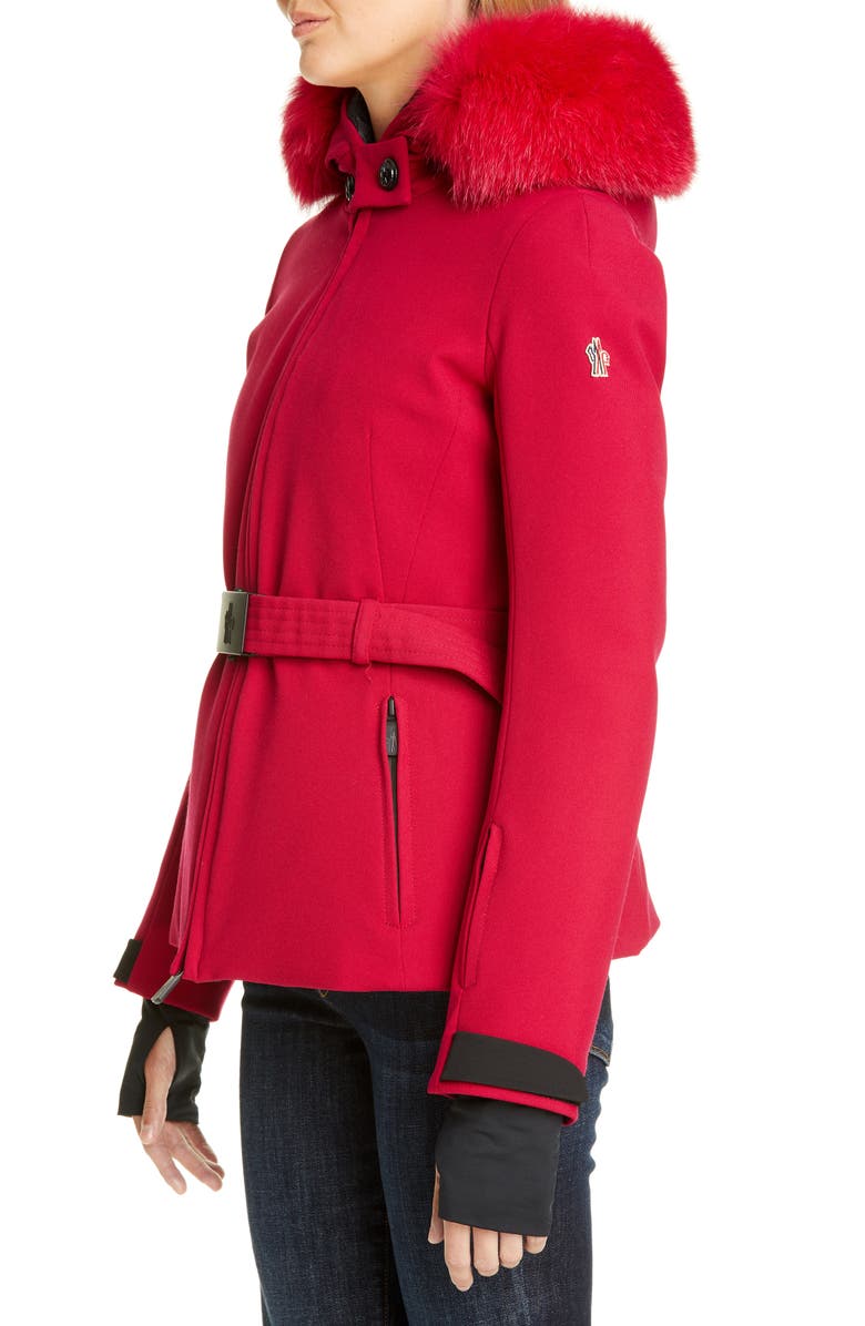 Moncler Bauges Waterproof Down Jacket with Removable Genuine Fox Fur Trim, Alternate, color, 