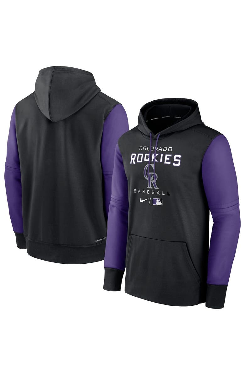 Nike Men's Nike Black/Purple Colorado Rockies Authentic Collection Performance Hoodie, Alternate, color, 
