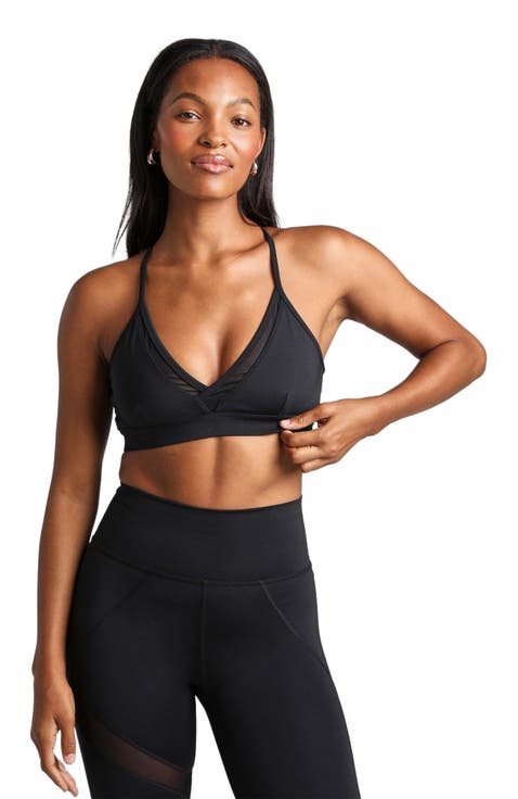 V Neck Mesh Panel Bra