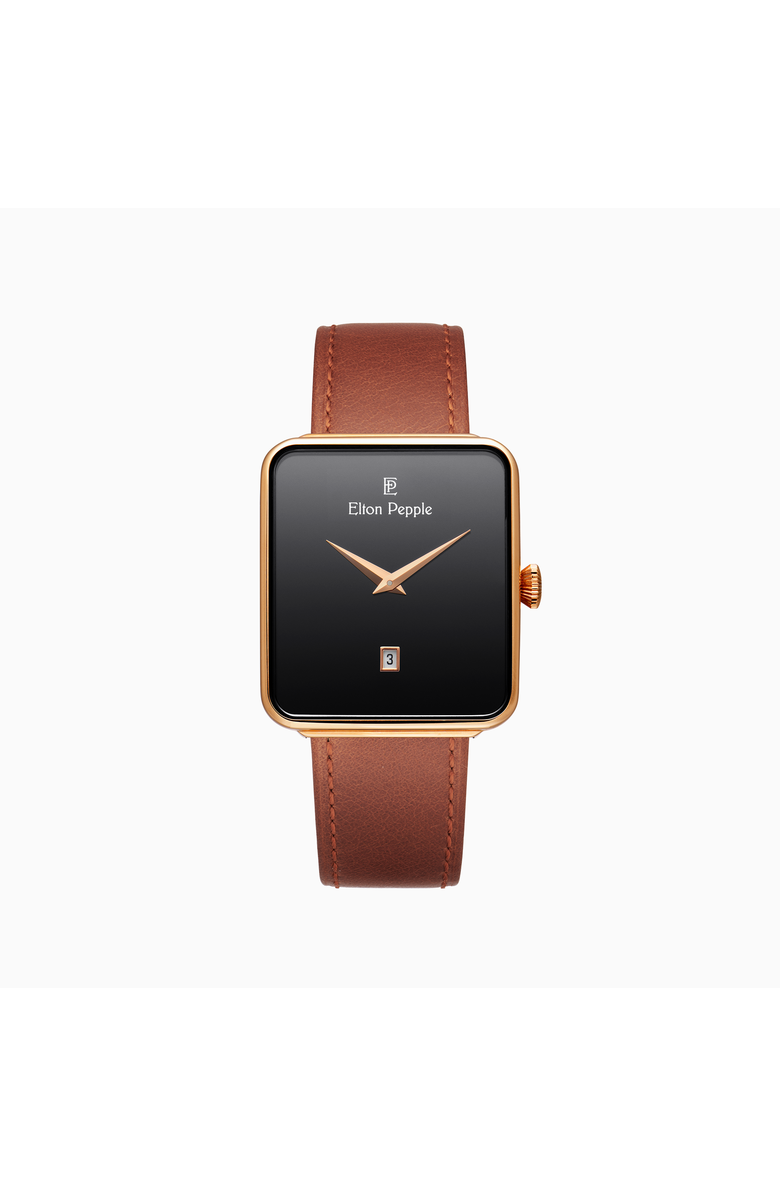 Elton Pepple Men's Classic Montclare - Edgewater, 38mm, Main, color, Black/Brown/Rose Gold