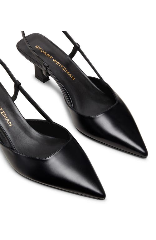 Stuart Weitzman Vinnie 50 Slingback Womens Solid Leather Slingback Heels In Black/black