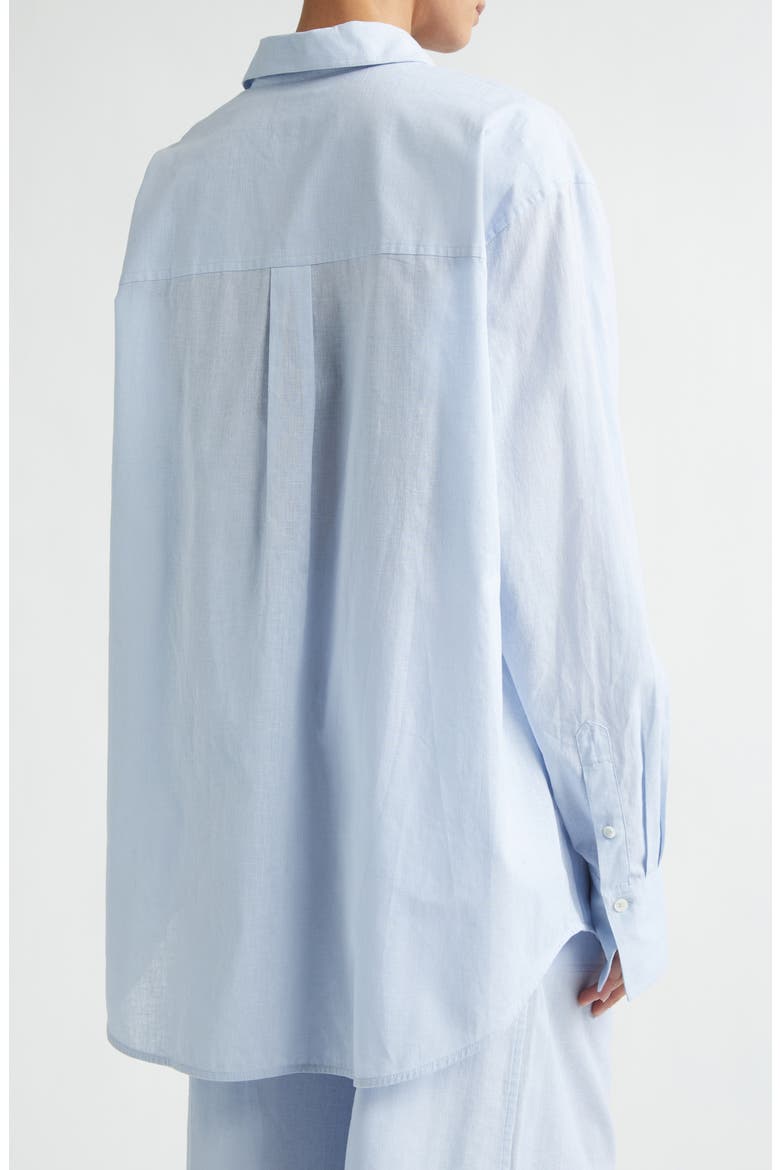 Oversize Cotton & Linen Button-Up Shirt, Alternate, color, SKY