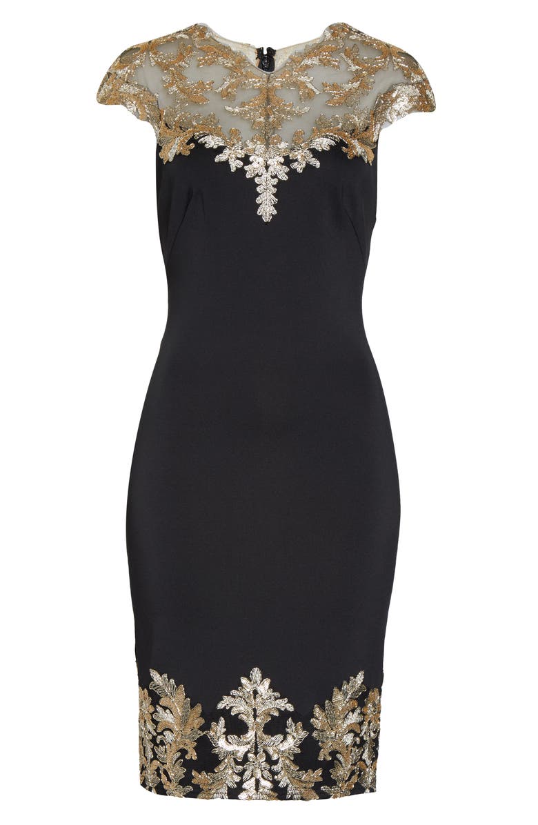 Tadashi Shoji Lace Velvet Cocktail Dress, Alternate, color,