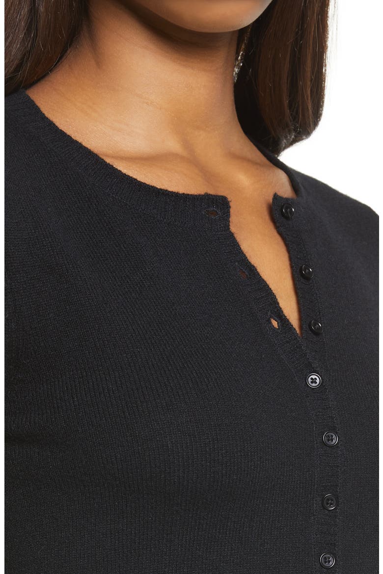 Cashmere Henley Top, Alternate, color, BLACK