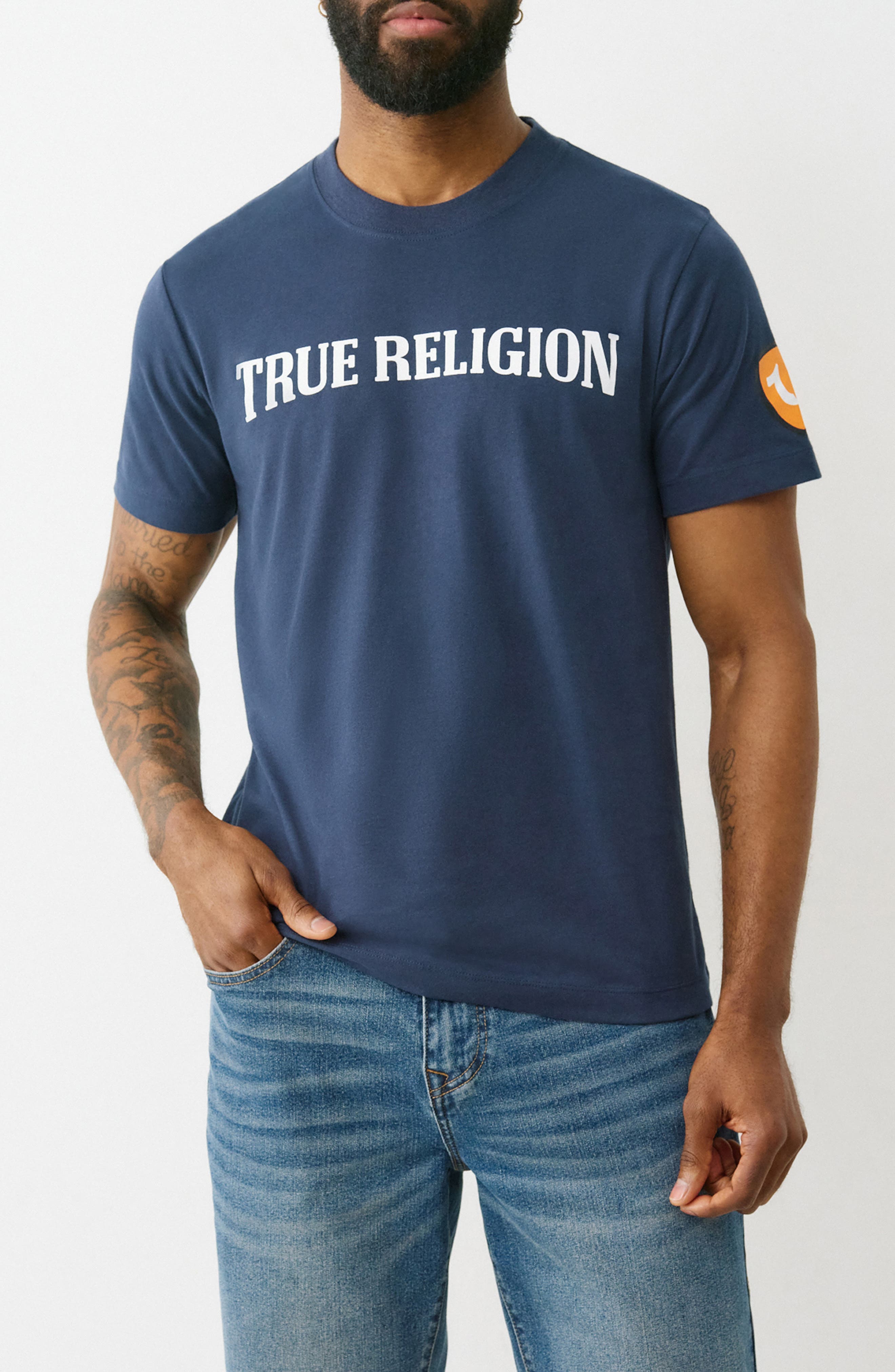 True Religion Logo Patch & Graphic T-Shirt