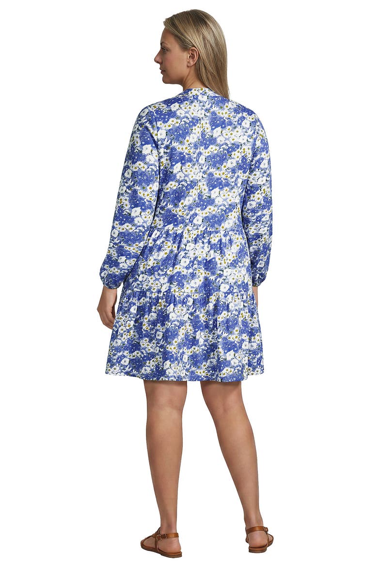 Cotton Jersey Tiered Mini Dress, Alternate, color, Clear Blue/Ivory Flower Patch