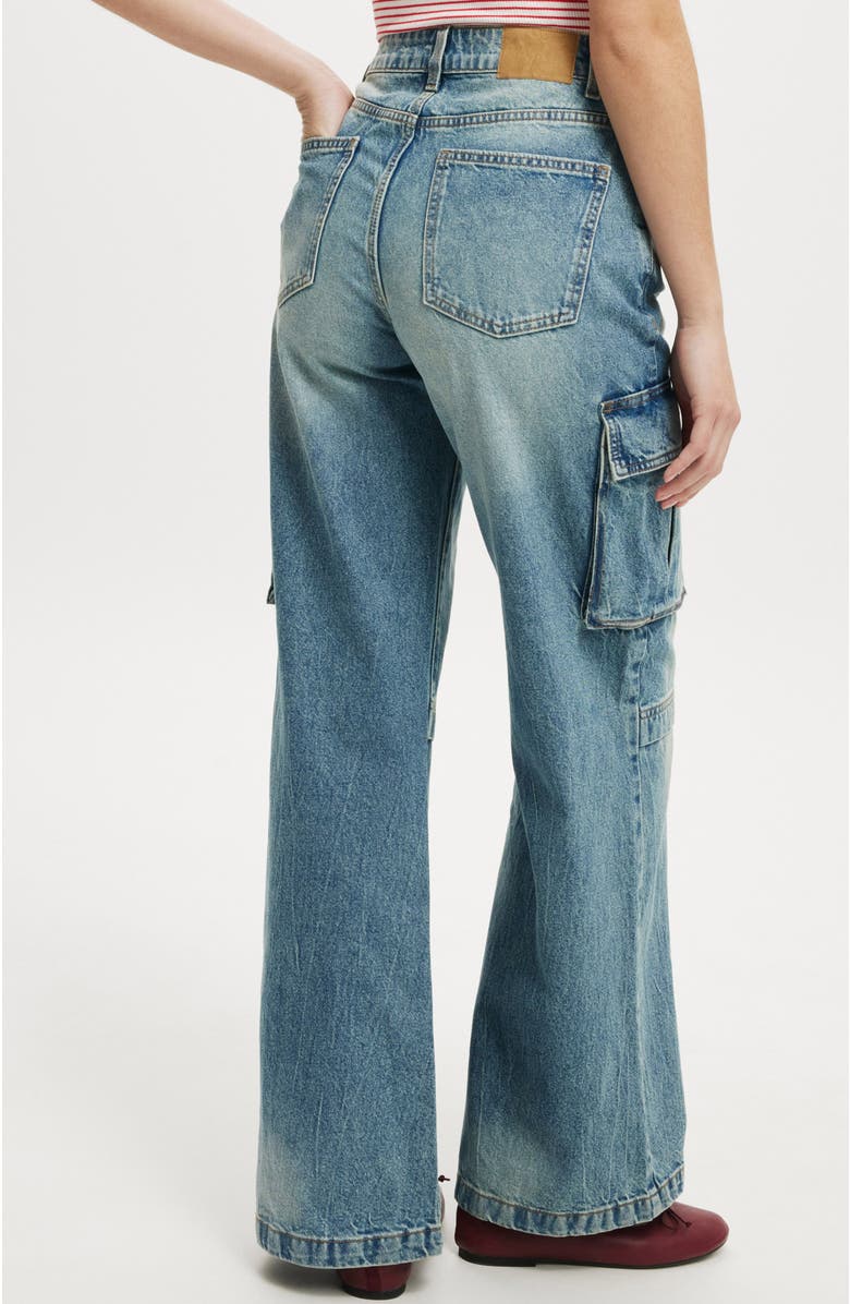 Cotton On Women's Curvy Cargo Wide Jean, Alternate, color, Canyon Blue