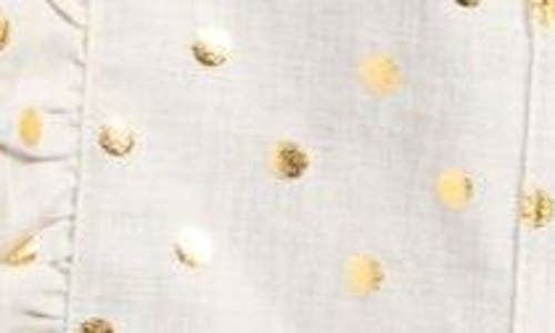 BODEN BODEN ISLA METALLIC POLKA DOT RUFFLE COTTON BUTTON-UP TOP 