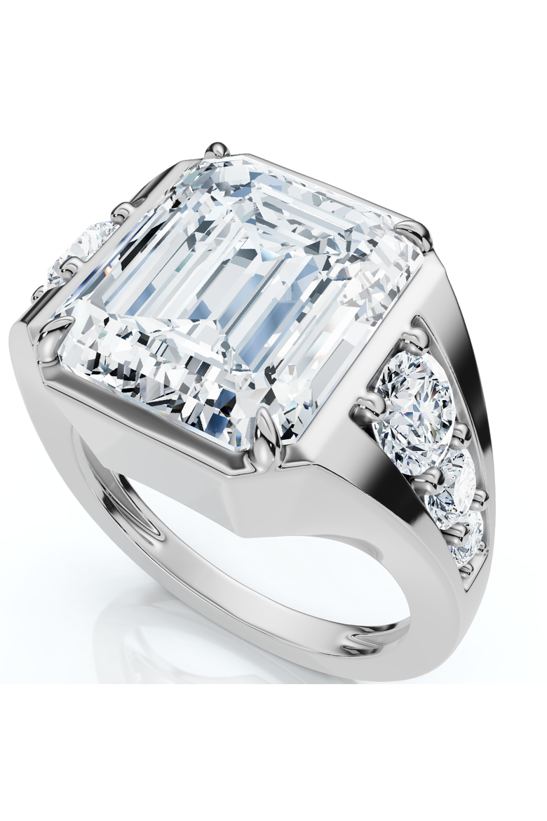 Certified 8ct Men's Mike Emerald Diamond Anniversary Ring Gold Lab Grown, Alternate, color, 10k White Gold