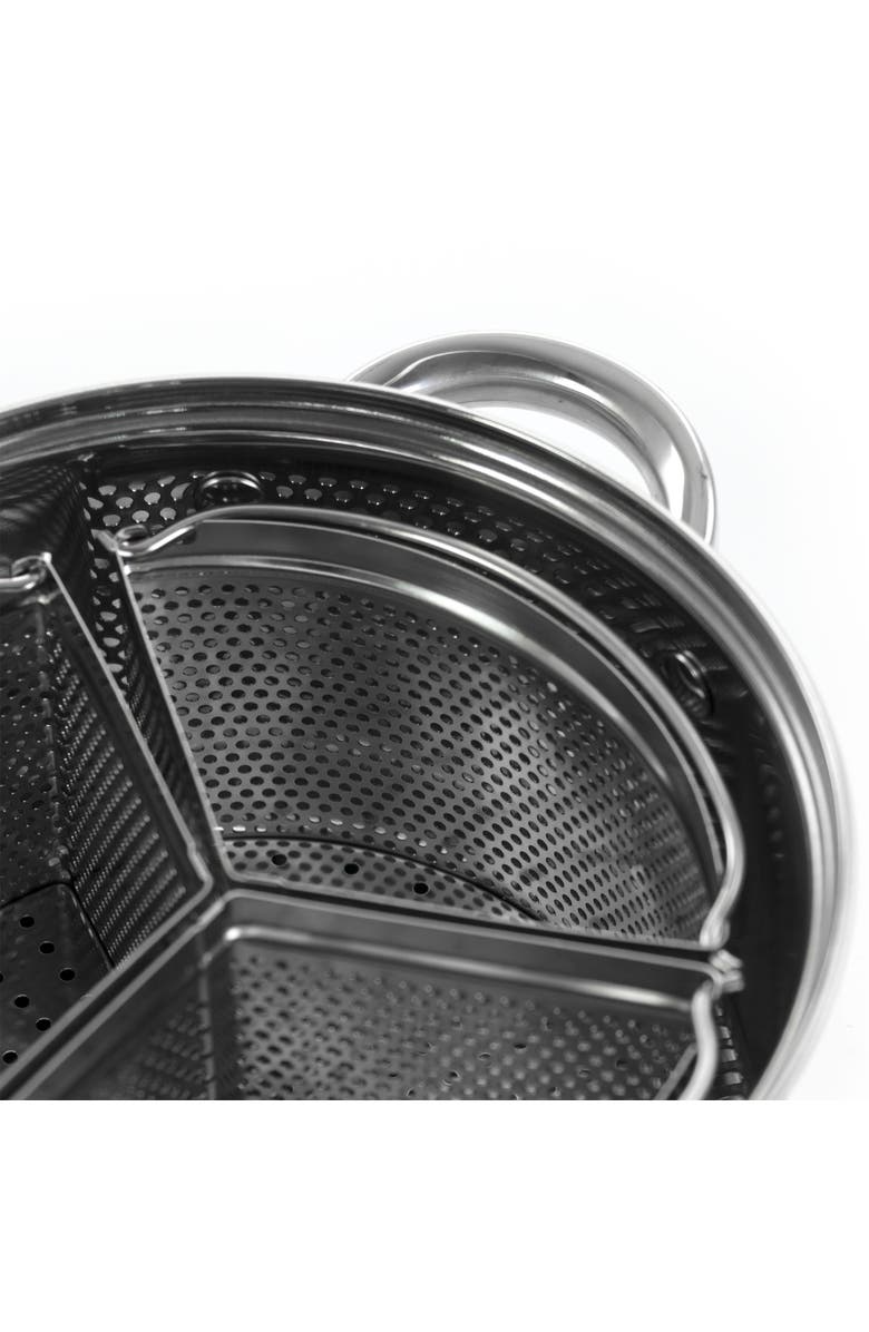 OSTER Sangerfield 5 Piece 4 Quart Stainless Steel Dutch Oven with Lid and 3-Section Dividers, Alternate, color, Grey