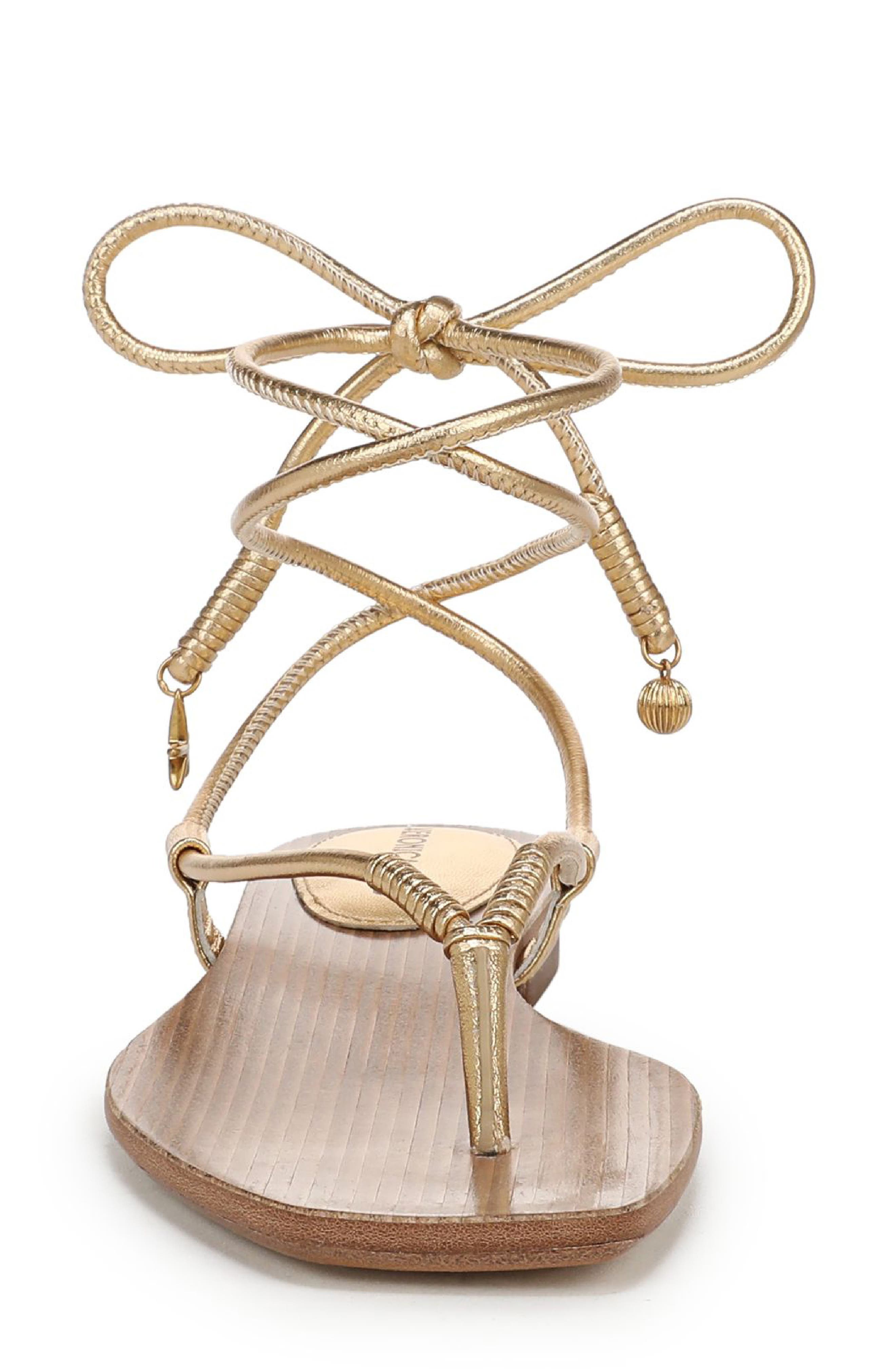 Rosetta Ankle Wrap Sandal, Alternate, color, PALE GOLD