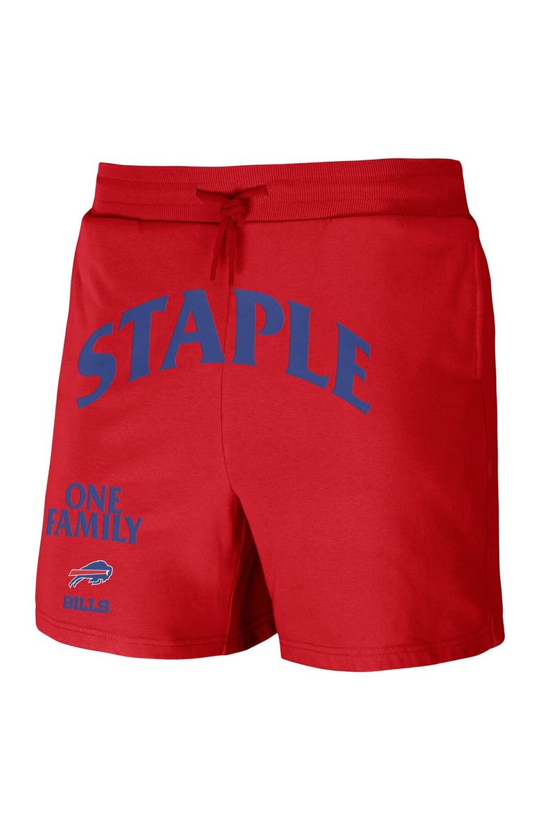 STAPLE Men's NFL x Staple Red Buffalo Bills Throwback Vintage Wash Fleece Shorts, Alternate, color, Red