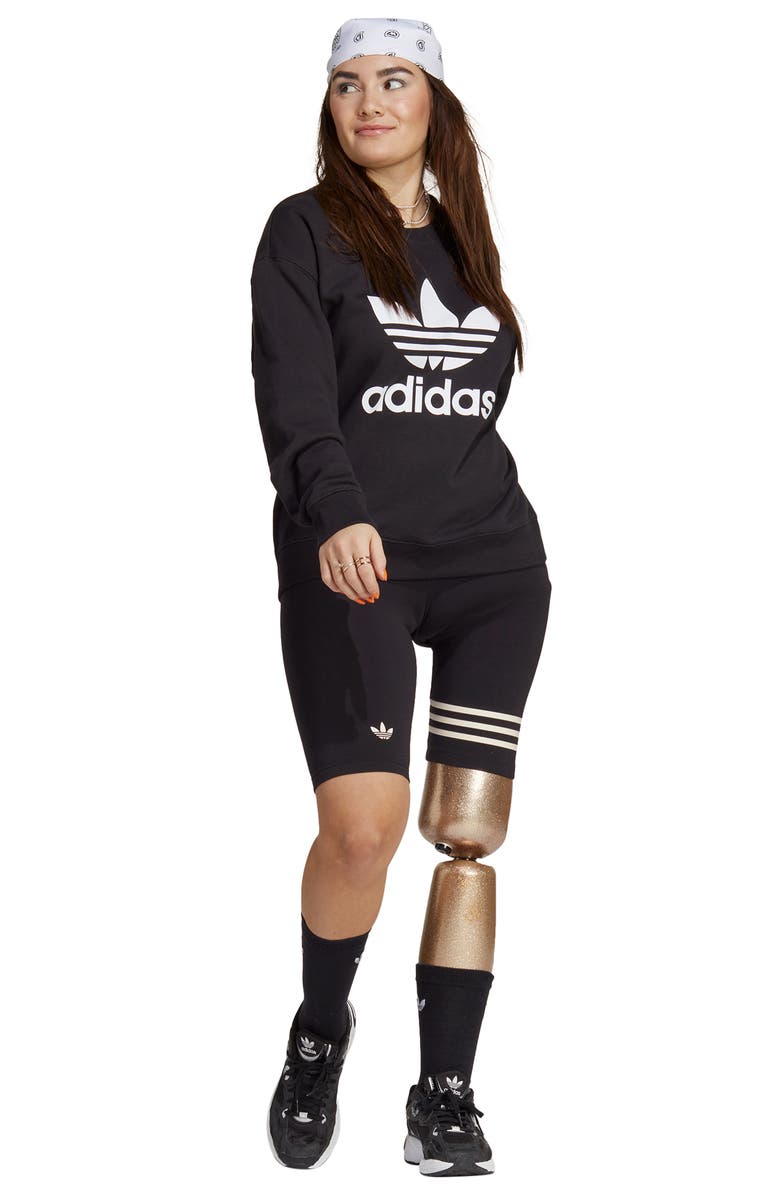 adidas Trefoil Logo Crewneck Cotton Sweatshirt, Alternate, color, 