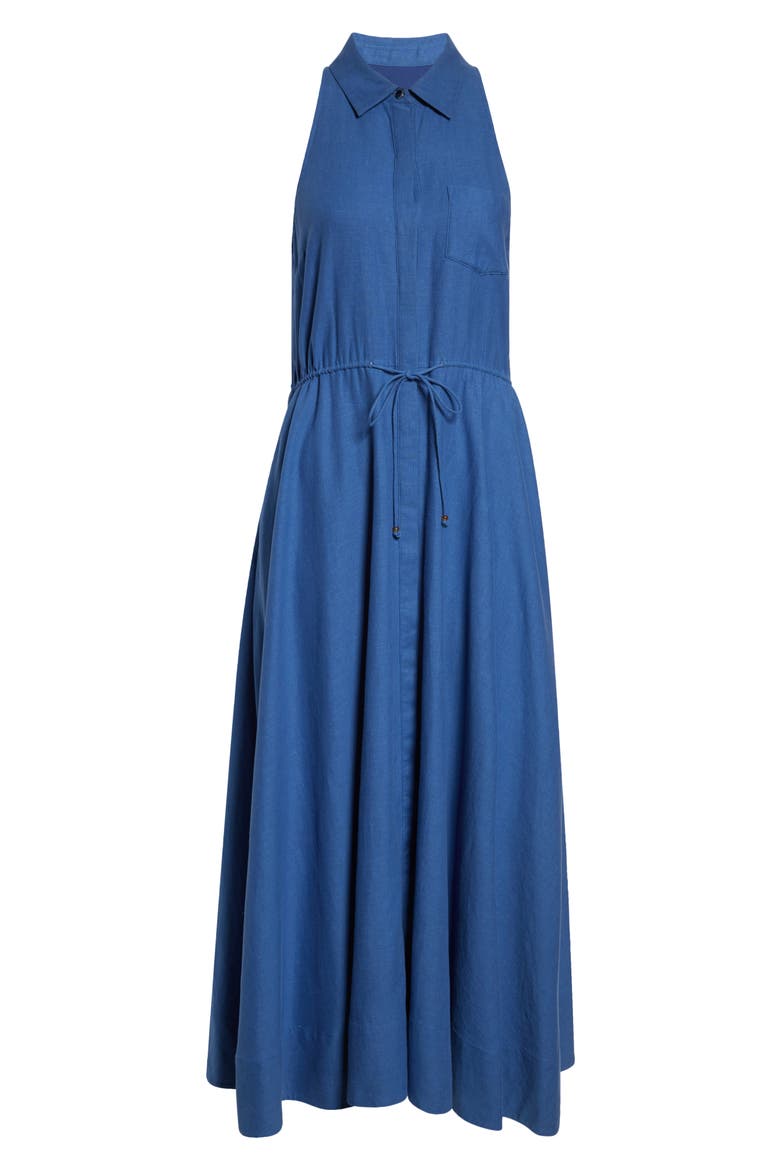Tiana Sleeveless Linen & Cotton Shirtdress, Alternate, color, OCEAN