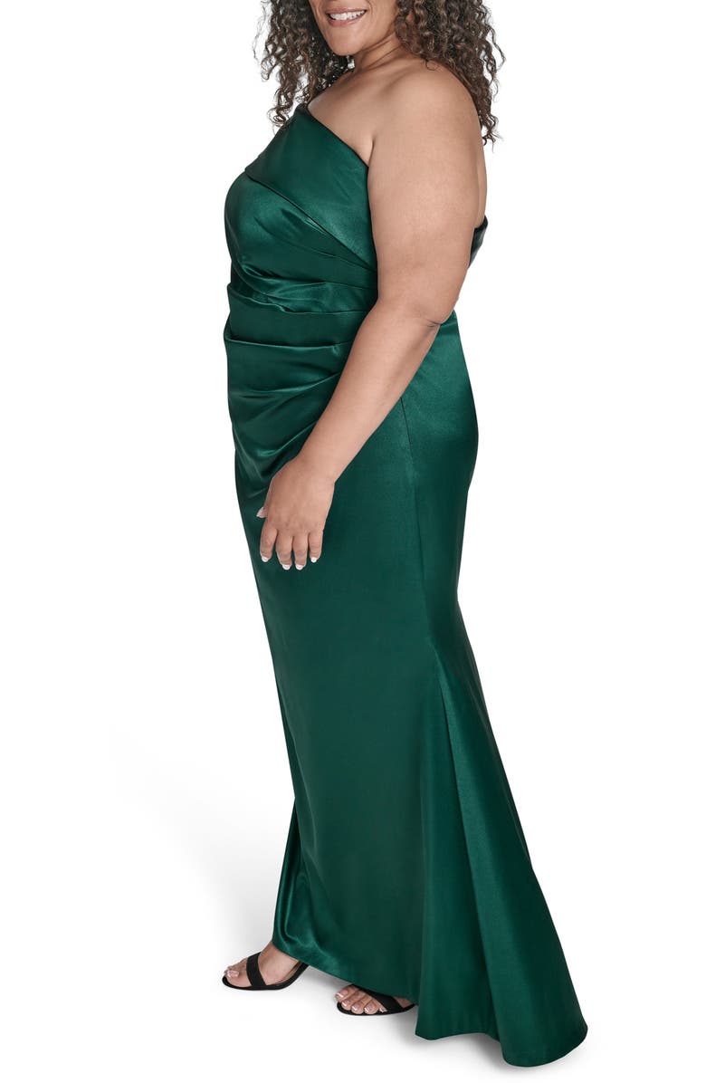 Eliza J One-Shoulder Ruched Gown, Alternate, color, Hunter