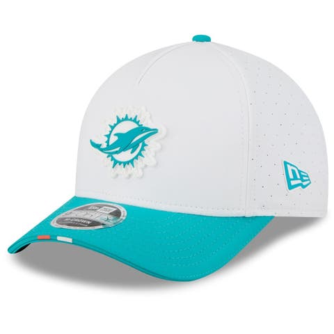 Men's New Era  White/Aqua Miami Dolphins 2025 NFL Training Camp A-Frame 9FORTY Adjustable Hat