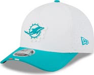 New Era Men's New Era White/Aqua Miami Dolphins 2025 NFL Training Camp A-Frame 9FORTY Adjustable Hat