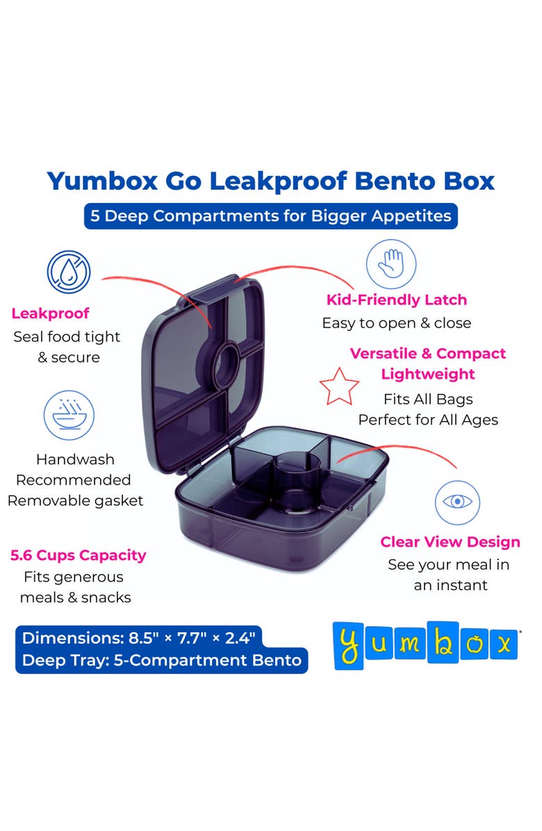 Yumbox Go Leakproof Bento Lunch Box 5-Compartment Deep Tray, Alternate, color, Berlin Gray