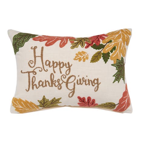 Happy Thanksgiving Leaves Pillow