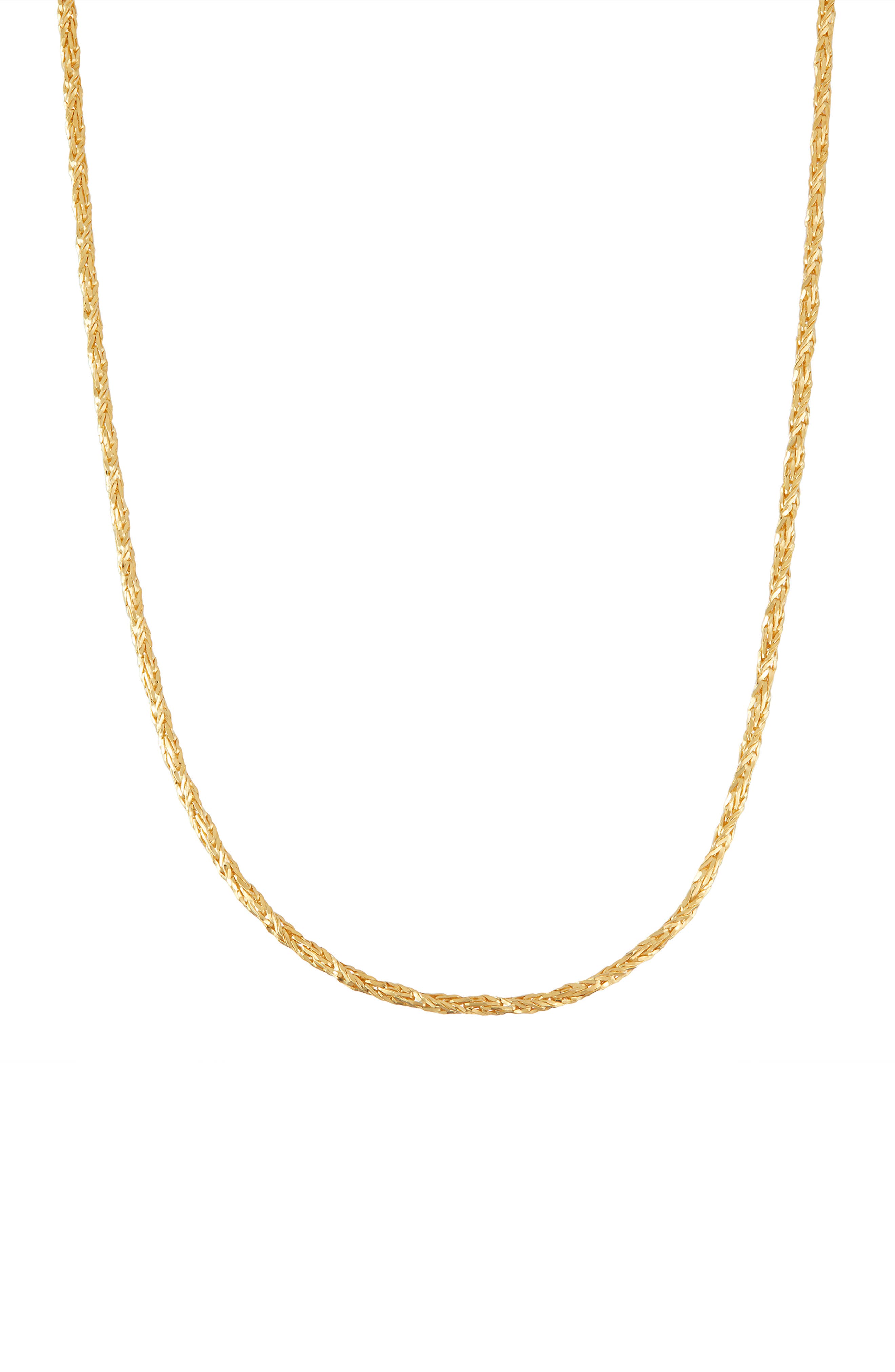 FZN 14K Gold Plate Sterling Silver Diamond Cut Foxtail Chain Necklace