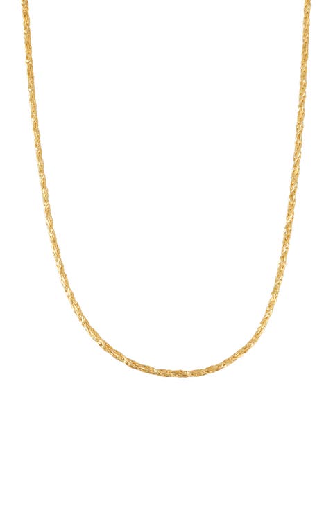 14K Gold Plate Sterling Silver Diamond Cut Foxtail Chain Necklace