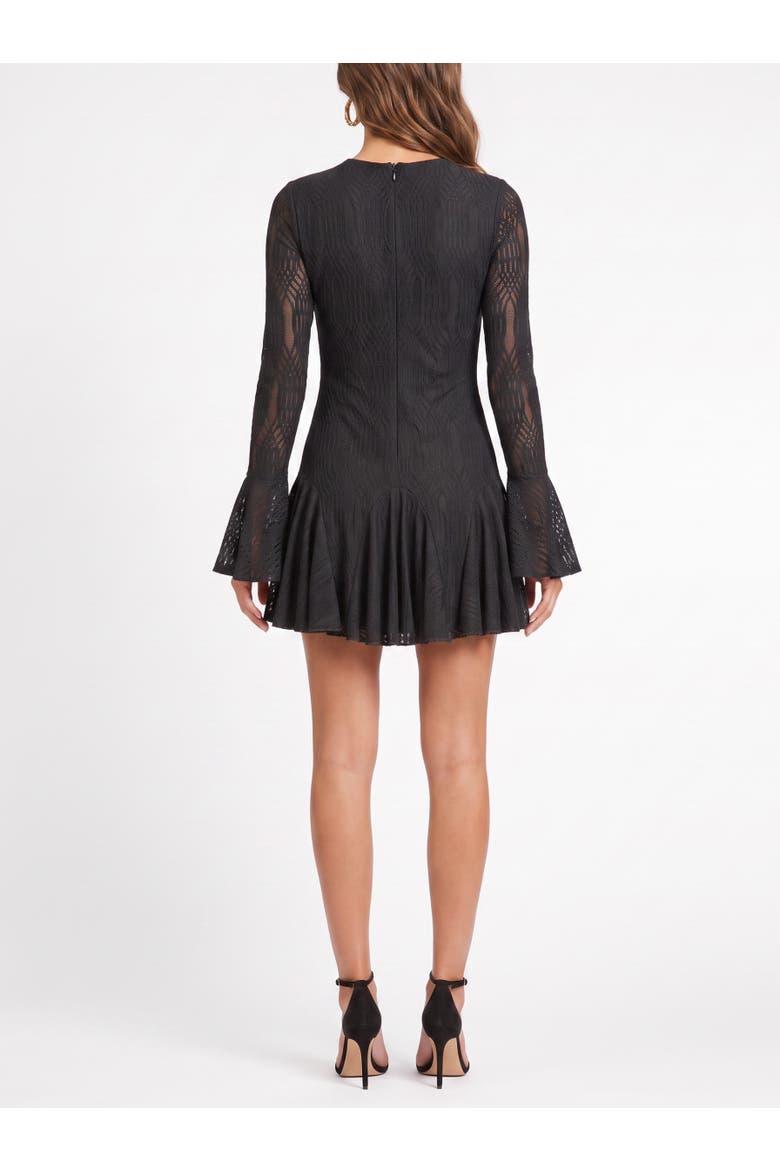 Alanna Long Sleeve Godet Mini Dress, Alternate, color, Black