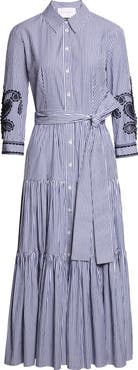 Carolina Herrera Embroidered Stripe Cotton Shirtdress