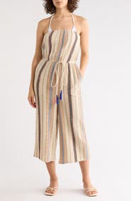 Elan Stripe Strapless Cover-Up Jumpsuit