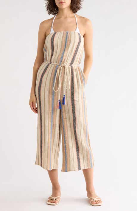 Elan Stripe Strapless Cover-Up Jumpsuit