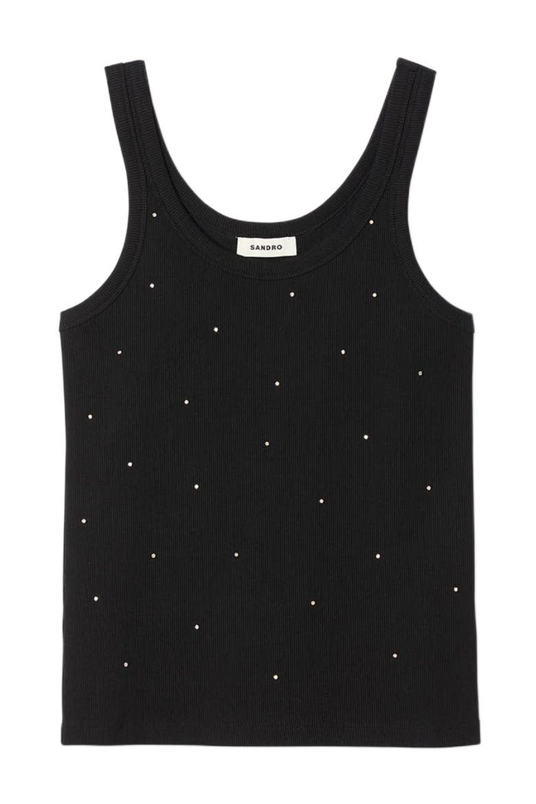 Jersey tank with rhinestones, Alternate, color, Black