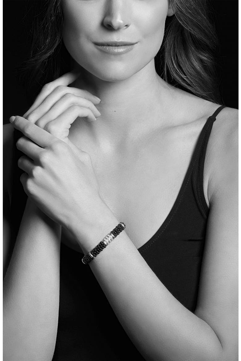 Black Caviar Diamond Link Bracelet, Alternate, color, BLACK
